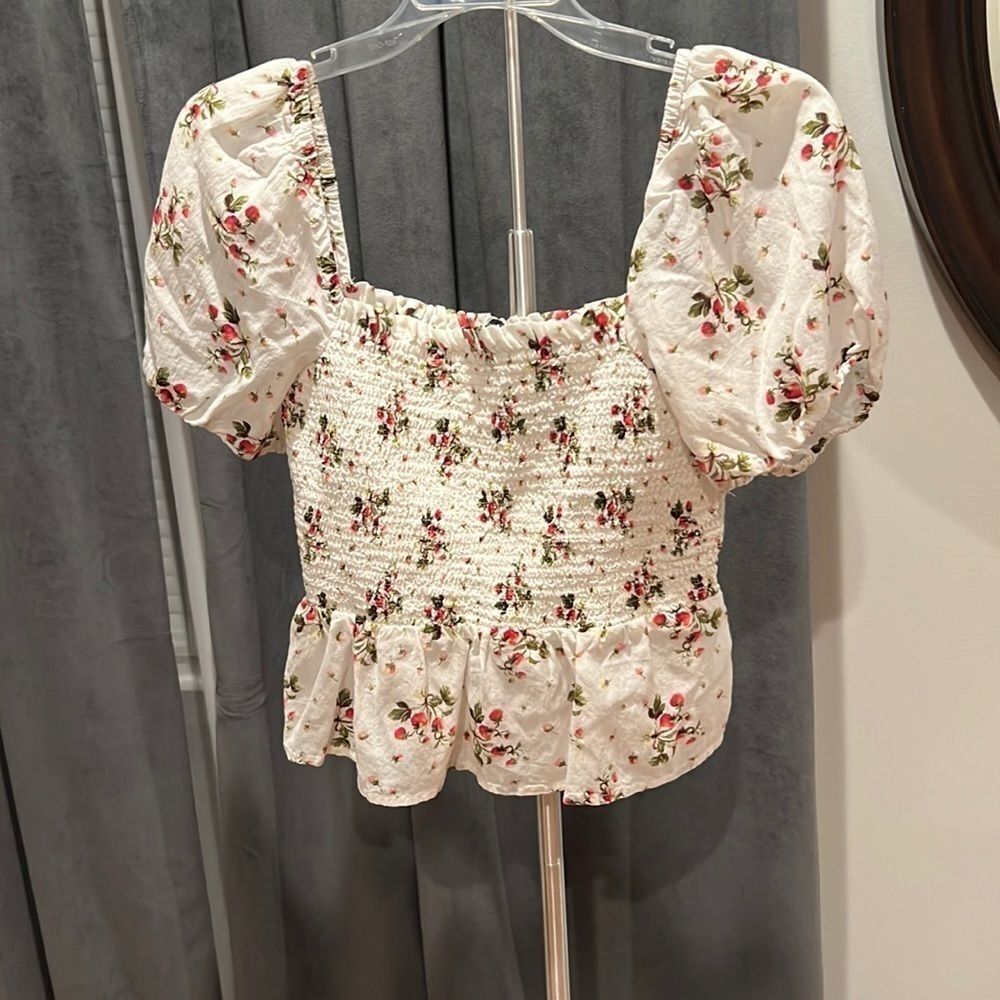 J. Crew peplum ruched short sleeve top